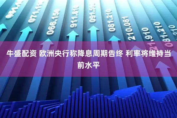 牛盛配资 欧洲央行称降息周期告终 利率将维持当前水平